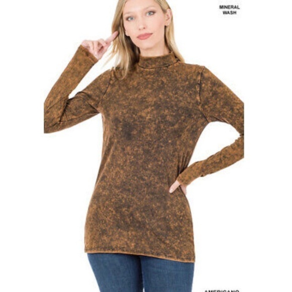 2/$25 or 3/$35 NWOT Mineral Wash Mock Neck Top